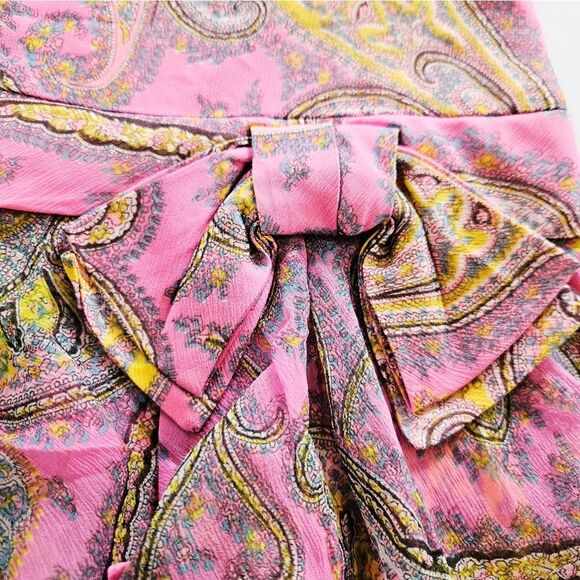 Vintage Kristine's Kreations 60s 2 Piece Pink Paisley Ruffle Flare Hostess Set 6 - Picture 8 of 16